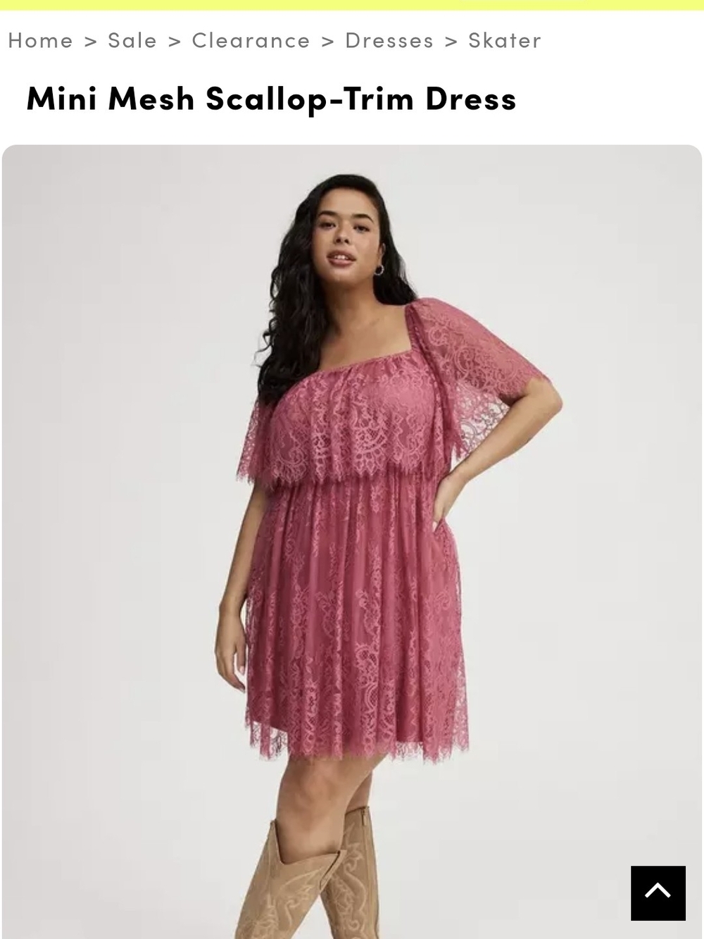 Mini Mesh Scallop-Trim Dress - Pink
